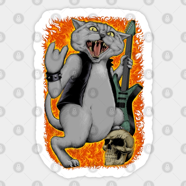 HEAVY METAL CAT Sticker by d.legoshin.art